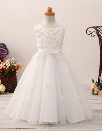 Adorable Ball Gown Floor Length Flower Girl/ First Communion Dress