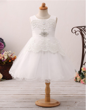 Stunning A-Line Sleeveless Knee Length Organza Flower Girl Dress