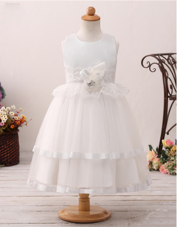 New Style Ball Gown Tea Length Flower Girl Dress for Wedding