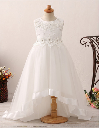 Inexpensive Sweep Train High-Low Flower Girl Dress for Wedding