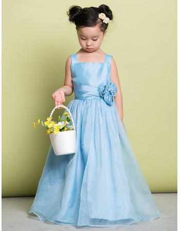 Discount Straps Floor Length Taffeta Flower Girl Dress for Wedding