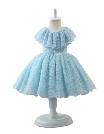 Lovely Ball Gown Knee Length Lace Little Girls Easter Dress