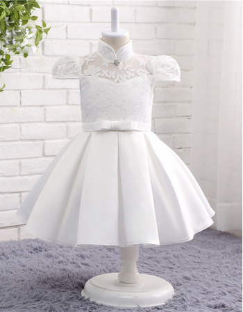 Custom Ball Gown Cap Sleeves Knee Length Flower Girl Dress