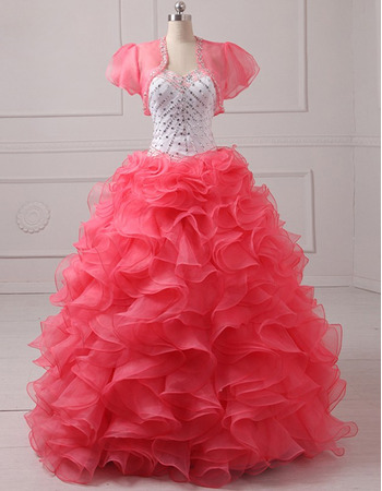 Custom Ball Gown Sweetheart Long Prom/ Quinceanera Dress with Jacket