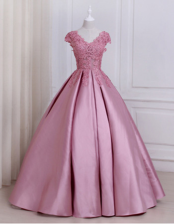 Elegant Ball Gown V-Neck Floor Length Prom/ Quinceanera Dress