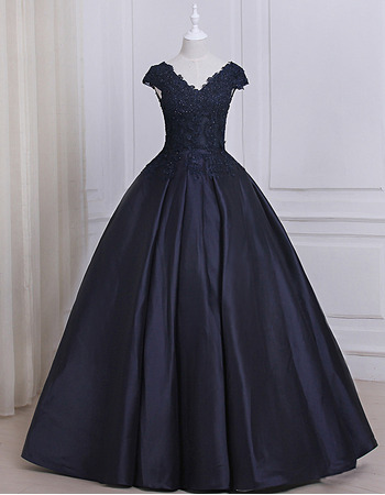 Custom Ball Gown V-Neck Floor Length Prom/ Quinceanera Dress