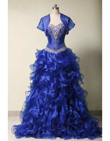 Affordable Sweetheart Ruffle Skirt Prom/ Quinceanera Dress with Jacket