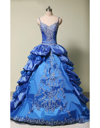 Elegant Spaghetti Straps Floor Length Prom/ Quinceanera Dress