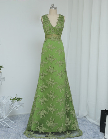 Sexy V-Neck Sleeveless Floor Length Lace Prom/ Party/ Formal Dress
