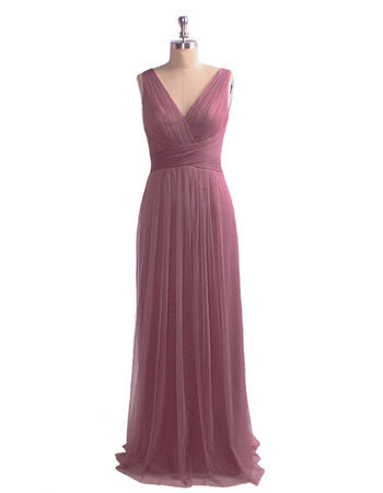 Custom V-Neck Floor Length Organza Evening/ Prom/ Formal Dress