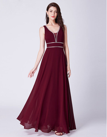 Elegant V-Neck Floor Length Chiffon Evening/ Prom/ Formal Dress