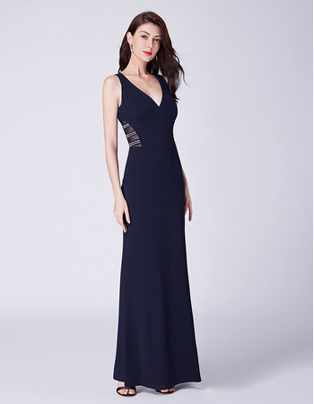 Discount Sheath V-Neck Floor Length Satin Evening/ Prom/ Formal Dress