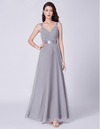 Elegant V-Neck Floor Length Chiffon Evening/ Prom/ Formal Dress