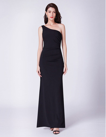 Custom One Shoulder Floor Length Black Evening/ Prom/ Formal Dress