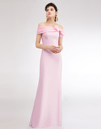 Affordable Off-the-shoulder Floor Length Satin Evening/ Prom Dress