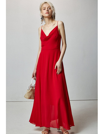 New Style Spaghetti Straps Ankle Length Chiffon Evening Dress