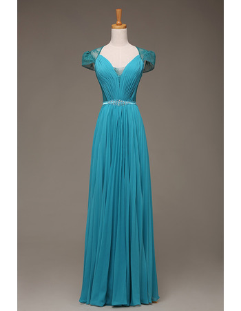 Custom Sweetheart Floor Length Evening Dress with Cap Sleeves