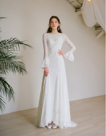 New Style Long Lace Reception Wedding Dresses with Long Sleeves