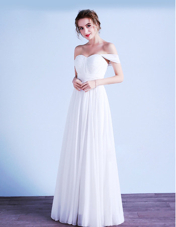 2022 Style Sweetheart Sleeveless Floor Length Chiffon Wedding Dresses