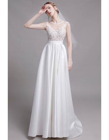 Style A-Line Sleeveless Floor Length Organza Satin Bridal Dress