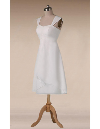 New A-Line V-Neck Sleeveless Knee Length Satin Wedding Dress