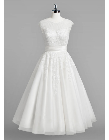 Informal A-Line Sleeveless Knee Length Satin Organza Wedding Dress