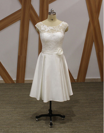 New Style A-Line Sleeveless Knee Length Satin Bridal Dress