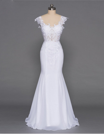 Custom Mermaid Sweetheart Floor Length Chiffon Wedding Dress