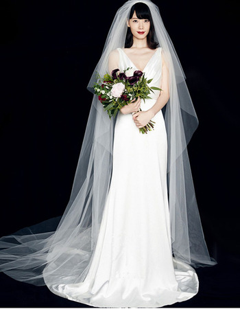 2020 Style A-Line V-Neck Floor Length Taffeta Wedding Dress