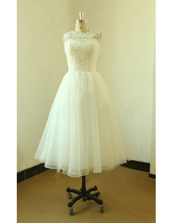 Informal A-Line Knee Length Organza Reception Wedding Dress