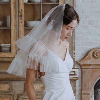 2 Layers Mid-Length Tulle with Lace White Wedding Veils