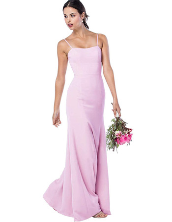 Discount Spaghetti Straps Floor Length Satin Bridesmaid Dress