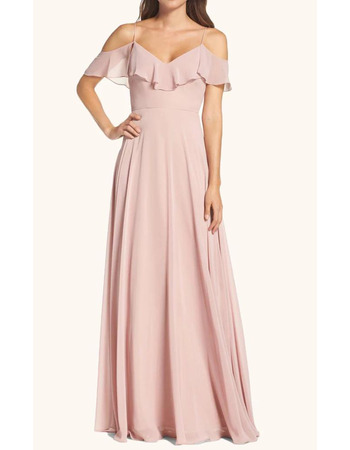 Custom A-Line Spaghetti Straps Floor Length Chiffon Bridesmaid Dress