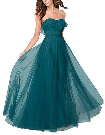 Inexpensive A-Line Sweetheart Floor Length Chiffon Bridesmaid Dress