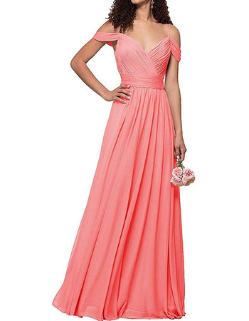 Spaghetti Straps Floor Length Chiffon Bridesmaid Dress