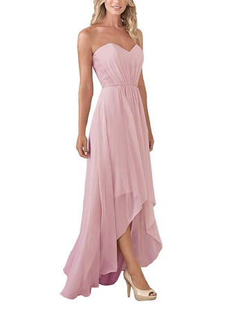 Elegant A-Line Sweetheart High-Low Long Chiffon Bridesmaid Dress