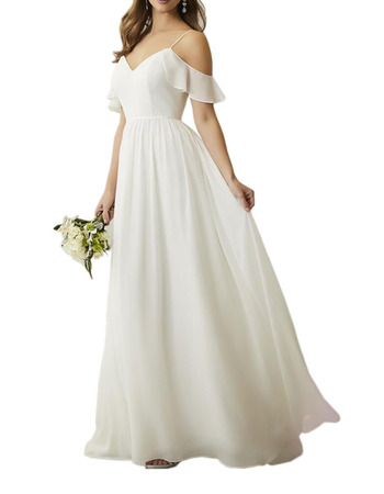 Affordable Spaghetti Straps Floor Length Chiffon Bridesmaid Dress