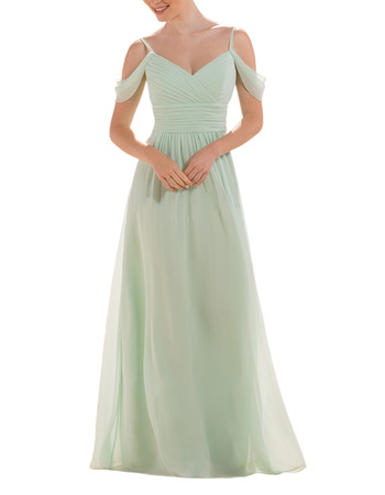 Elegant Spaghetti Straps Floor Length Chiffon Bridesmaid Dress