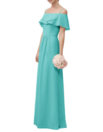 Elegant Spaghetti Straps Floor Length Chiffon Bridesmaid Dress