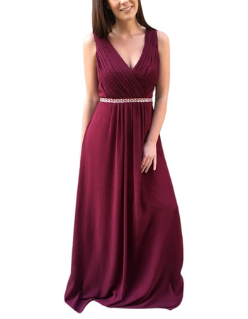 New Style V-Neck Floor Length Chiffon Bridesmaid Dress