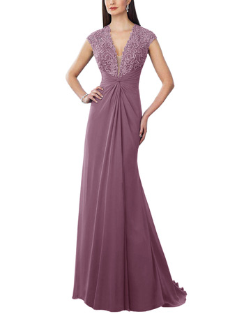 Custom V-Neck Floor Length Chiffon Bridesmaid/ Evening Dress