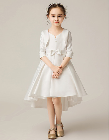 Adorable High-Low Knee Length Flower Girl Dress with Jackets