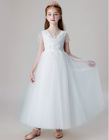 Affordable A-Line Ankle Length Organza First Communion Dress