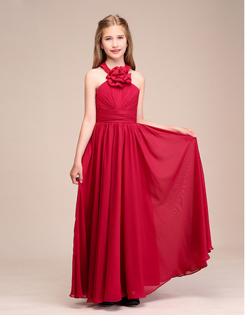 Custom Long Chiffon Junior Bridesmaid Dress