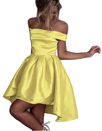 Sexy Off-the-shoulder High-Low Short Satin Homecoming Dress