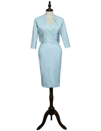 Modern Sweetheart Short Satin Lace Mother Formal Dress with Jackets