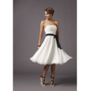 Classic A-Line Strapless Knee Length Chiffon Bridesmaid Dress