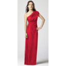 Best Simple Sheath One Shoulder Red Long Chiffon Bridesmaid Dress