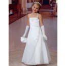 Girls Cheap Classy White Satin Embroidery First Communion Dress