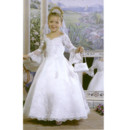 Girls Ball Gown First Communion Dress/ Long Sleeves Flower Girl Dress